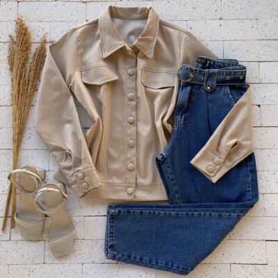 Jaqueta Cotton Bolso Fake Premium Nude