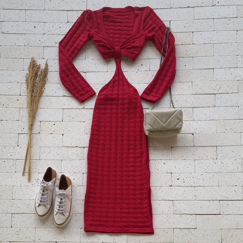 Vestido Midi Modal Manga Longa com Abertura Luxo Pink Escuro Vestido Midi Modal Manga Longa com Abertura Luxo Pink Escuro