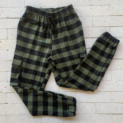 CALÇA CARGO FLANELADA XADREZ VERDE