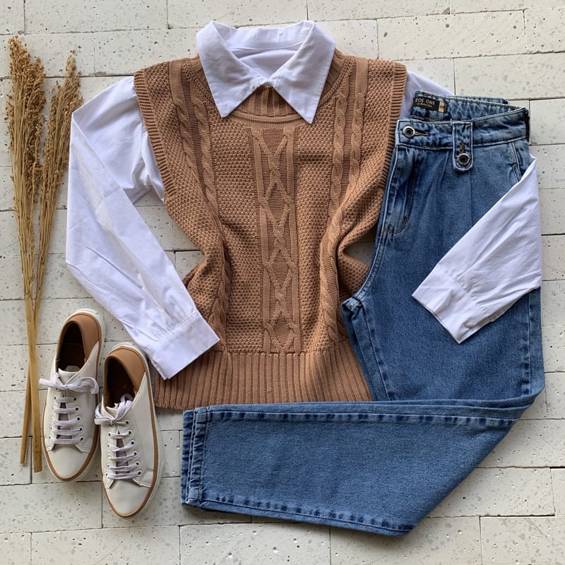 Colete Trico Trama Luxo Nude Colete Trico Trama Luxo Nude