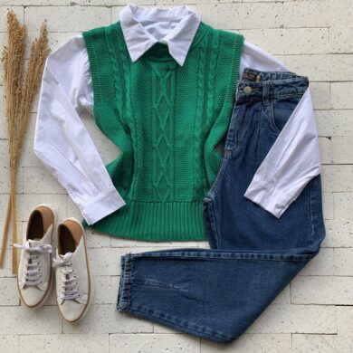 Colete Trico Trama Luxo Verde