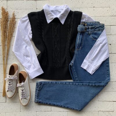 Colete Trico Trama Luxo Preto