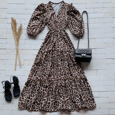 Vestido Longo Princesa Luxo Animal Print