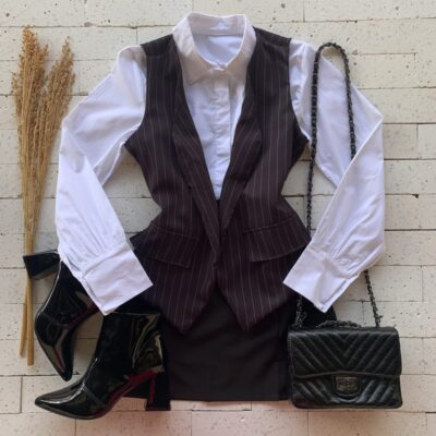 Colete Alfaiataria Listrado Luxo Preto