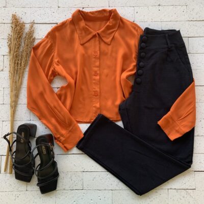 Camisa Cropped Soltinho Luxo Telha