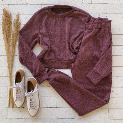 Conjunto Lanzinha Cropped e Calça Luxo Marsala