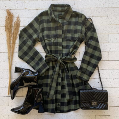 Chemise Xadrez Flanelada com Amarração Premium Verde