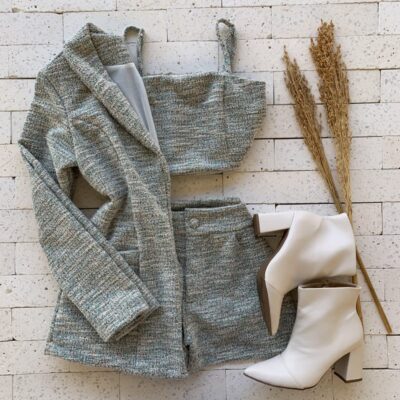 Conjunto Premium Cropped e Short Lurex