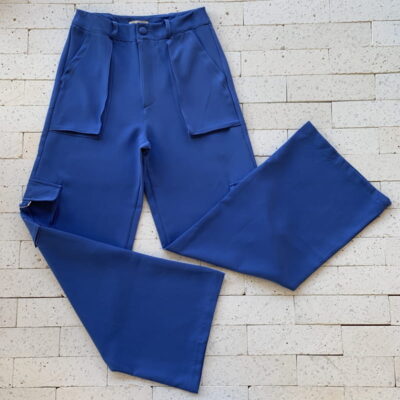 CALÇA CARGO PANTALONA ALFAIATARIA LUXO AZUL