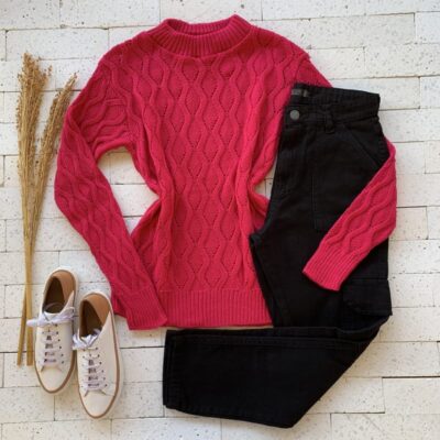 Blusa Trico Trama Ondulada Luxo Pink