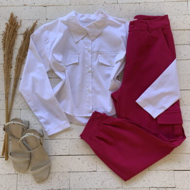 Camisa Cropped Tricoline com Bolso Luxo Off