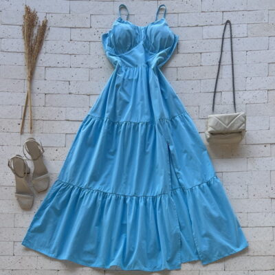 VESTIDO LONGO TRICOLINE