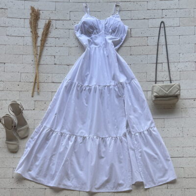 VESTIDO LONGO TRICOLINE