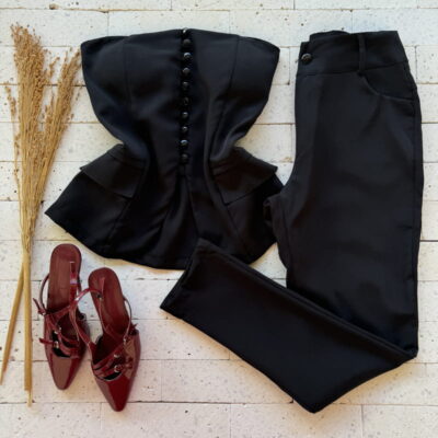 CONJUNTO BLUSA TOMARA QUE CAIA E CALÇA