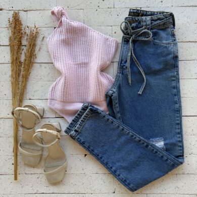 BODY MODAL FURINHOS UM OMBRO ROSA CLARO