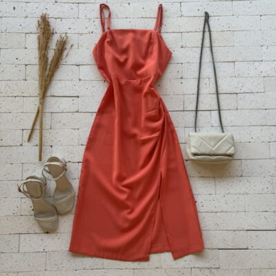 VESTIDO MIDI COM FENDA