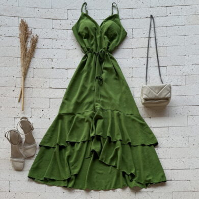 VESTIDO LONGUETE MULLET COM BOJO VERDE