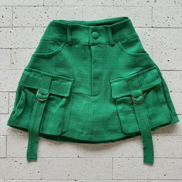 SHORT SAIA CARGO LINHO TRABALHADO VERDE