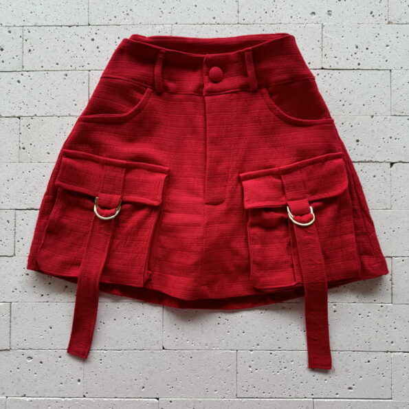 SHORT SAIA CARGO LINHO TRABALHADO VERMELHO