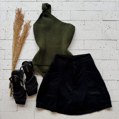 BODY MODAL FURINHOS UM OMBRO SÓ VERDE OLIVA