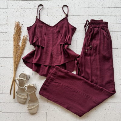 CONJUNTO REGATA DETALHADA E CALÇA PANTALONA