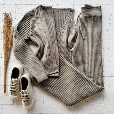 CONJUNTO TRICO MOUSSE 3 PEÇAS LUXO NUDE 2.0