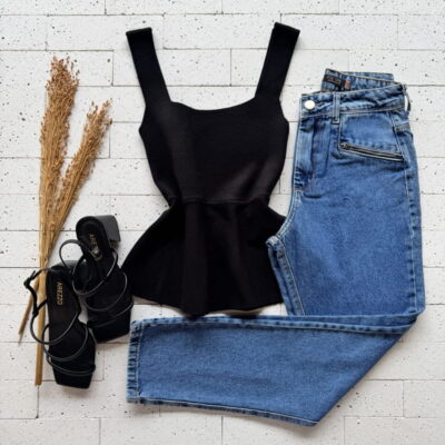 REGATA MODAL PEPLUM BÁSIC PRETA