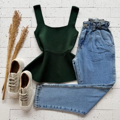 REGATA MODAL PEPLUM BÁSIC VERDE