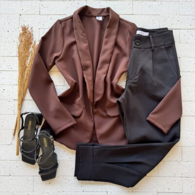 BLAZER ALFAIATARIA ABERTO BÁSIC MARROM