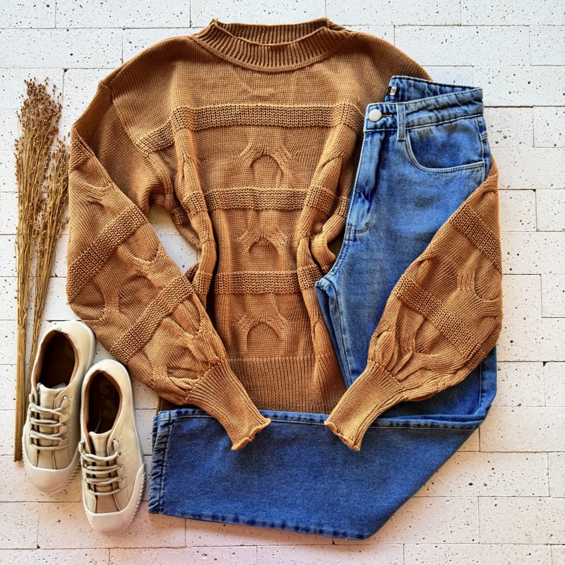 BLUSA TRICO COM PONTO DETALHADO NUDE BLUSA TRICO COM PONTO DETALHADO NUDE