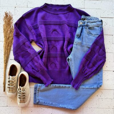 BLUSA TRICO COM PONTO DETALHADO ROXO