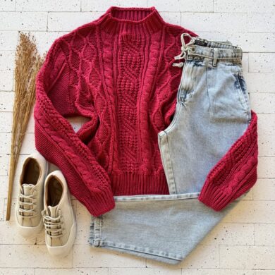 BLUSA TRICO MANGA LONGA COM TRAMA DIVERSAS PINK