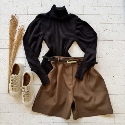 BLUSA TRICO MODAL PRINCESA GOLA ALTA LUXO PRETA