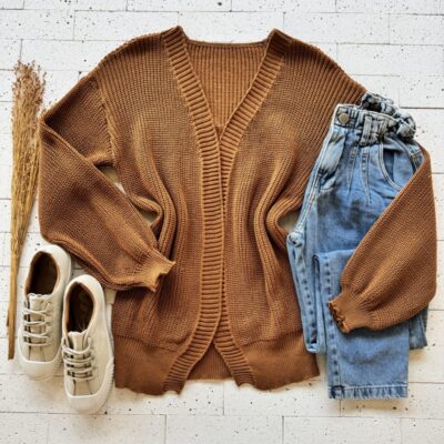 CARDIGAN TRICO ALONGADO CARAMELO