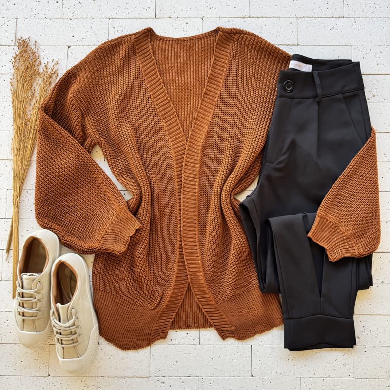 CARDIGAN TRICO ALONGADO TELHA CARDIGAN TRICO ALONGADO TELHA