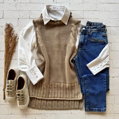 COLETE TRICO ALONGADO GOLA BOBA DETALHE TRAMA CRU