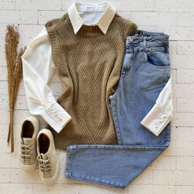 COLETE TRICO MOUSSE ALONGADO TRAMA LOSANGOS NUDE