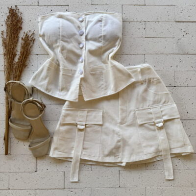 CONJUNTO LINHO TOMARA QUE CAIA E SHORT SAIA CARGO OFF