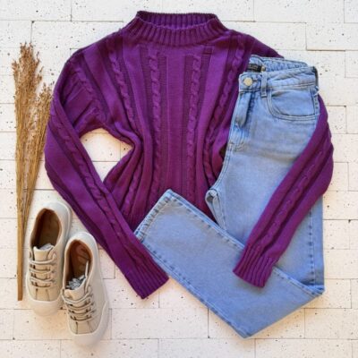 CROPPED TRICO ALONGADO TRAMA CORDAS MAGENTA