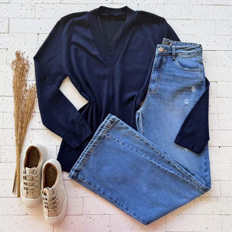 BLUSA TRICO GOLA V BLUSA TRICO GOLA V