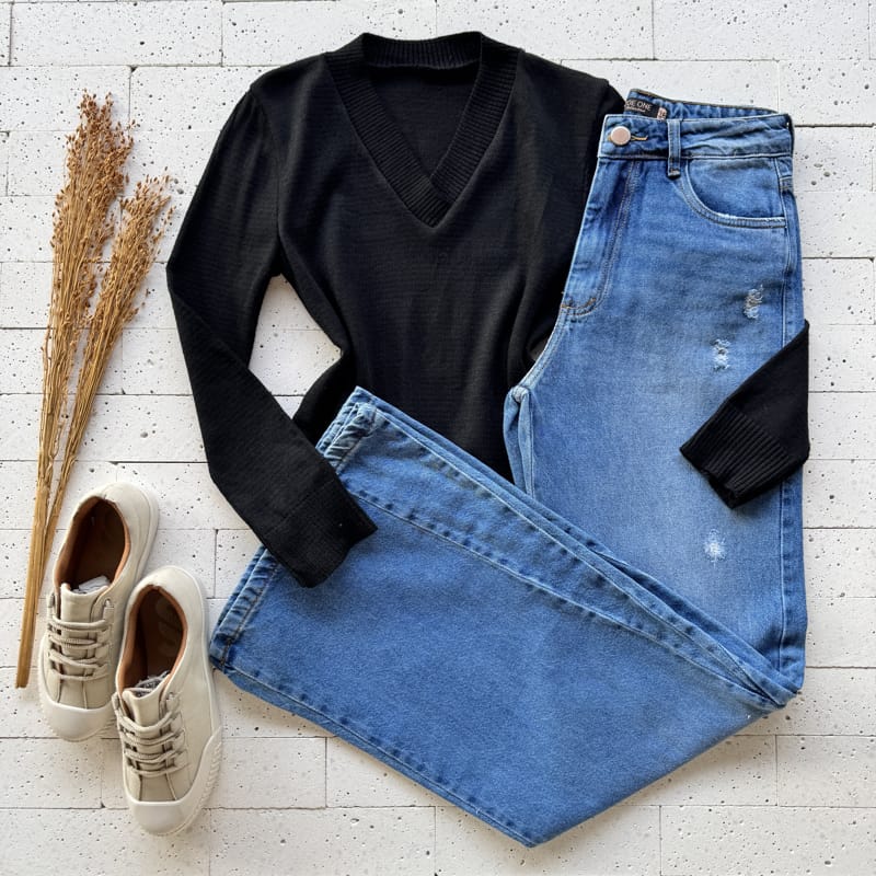 BLUSA TRICO GOLA V BLUSA TRICO GOLA V