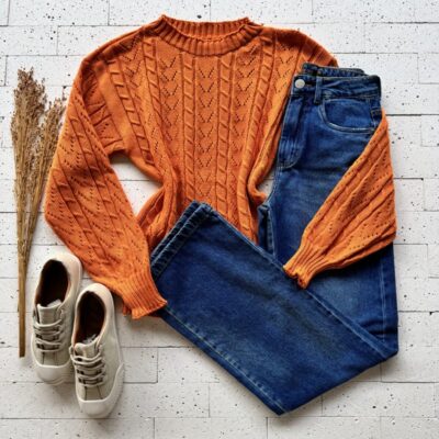 BLUSA TRICO TRAMA FOLHAS