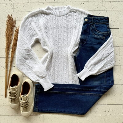 BLUSA TRICO TRAMA FOLHAS