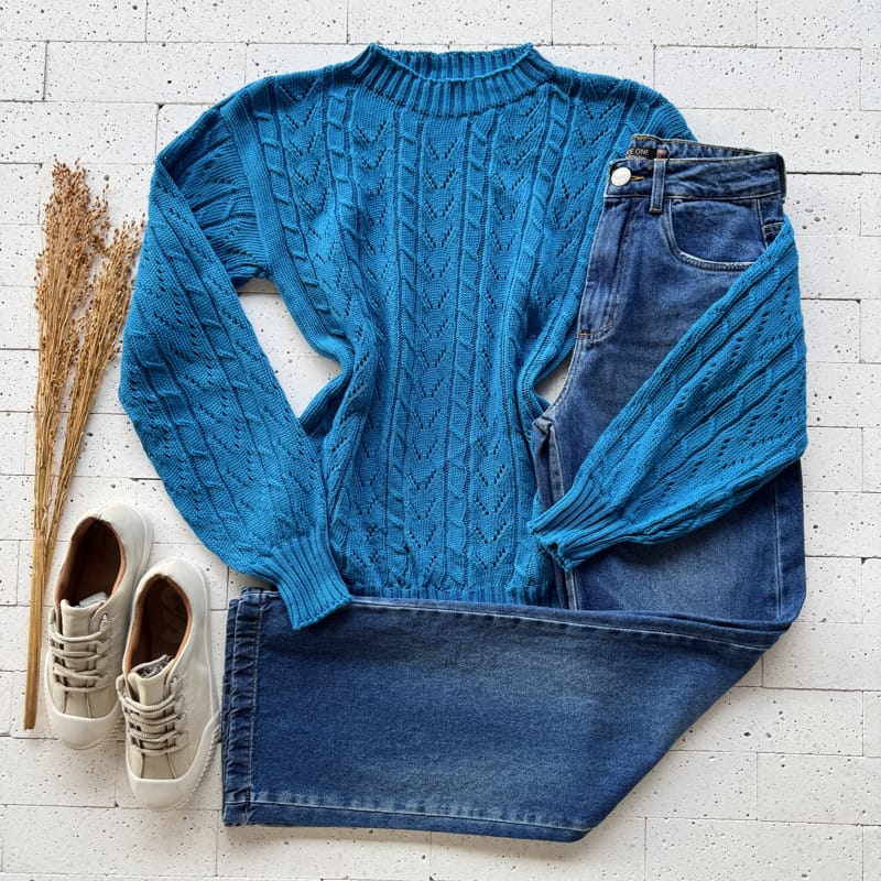 BLUSA TRICO TRAMA FOLHAS BLUSA TRICO TRAMA FOLHAS