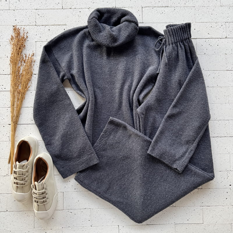 CONJUNTO TRICO MOUSSE COM GOLA BOBA MESCLADO GRAFITE CONJUNTO TRICO MOUSSE COM GOLA BOBA MESCLADO GRAFITE