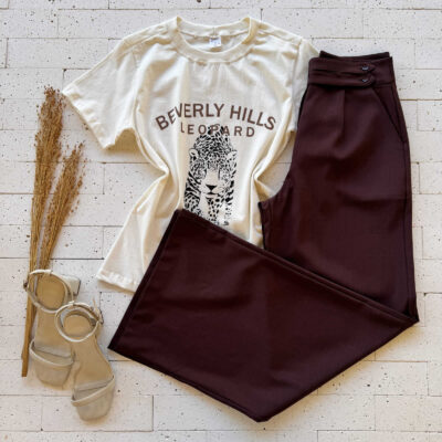 T-SHIRT ALGODÃO ESTAMPA BEVERLY HILLS LEOPARD OFF