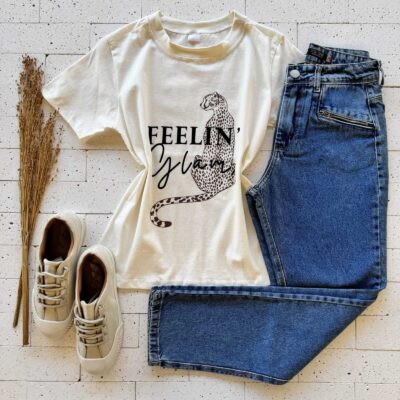 T-SHIRT ALGODÃO ESTAMPA FEELIN GLAM OFF