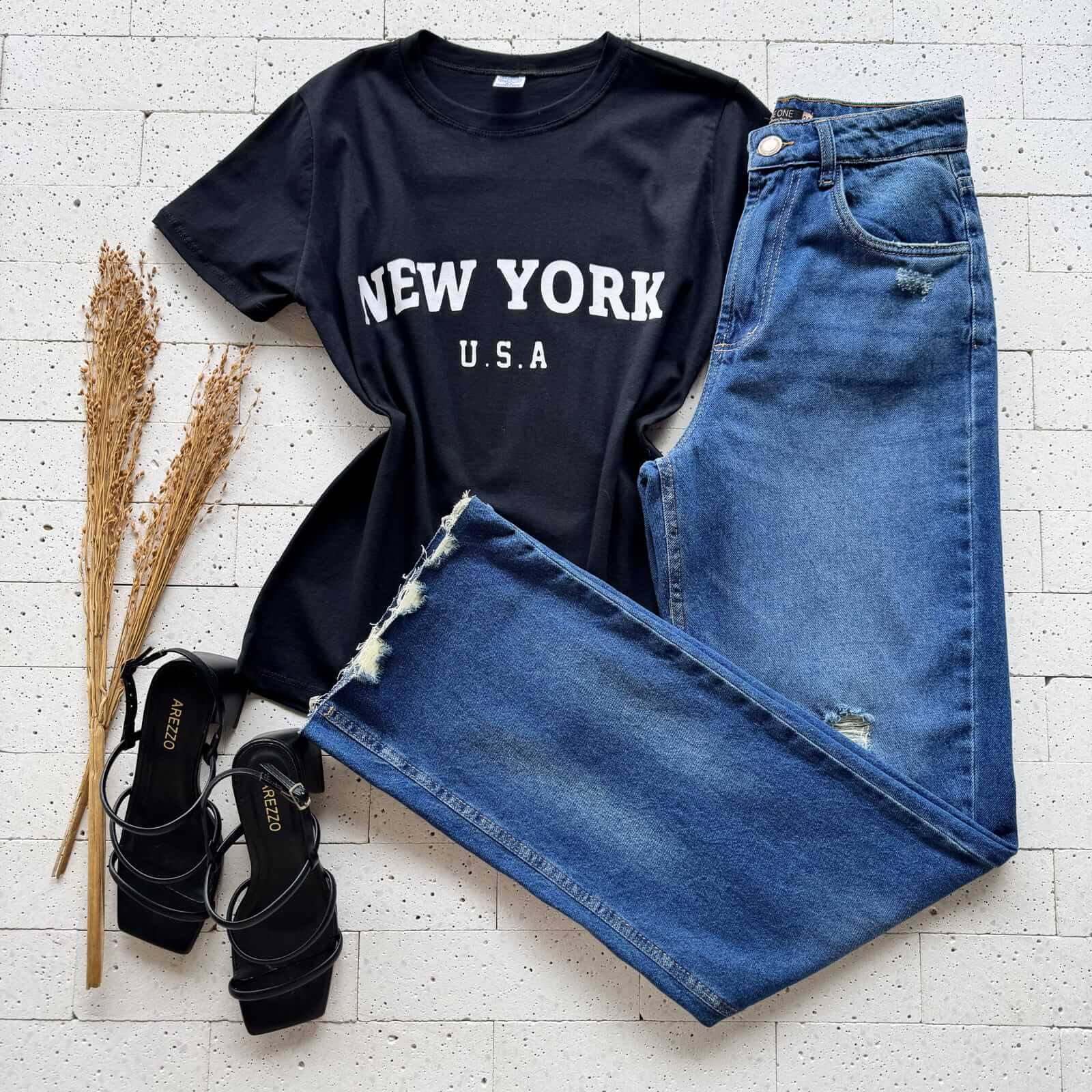 T-SHIRT ALGODÃO ESTAMPA NEW YORK U.S.A PRETO T-SHIRT ALGODÃO ESTAMPA NEW YORK U.S.A PRETO