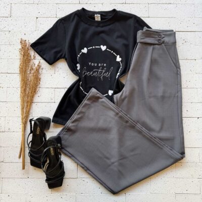 T-SHIRT ALGODÃO ESTAMPA YOU ARE BEAUTIFUL PRETA