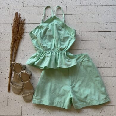 CONJUNTO CROPPED PEPLUM E SHORT